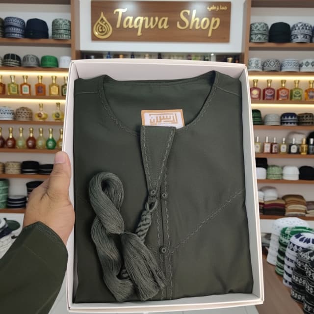 Emirati Thobe Deep Olive Colour