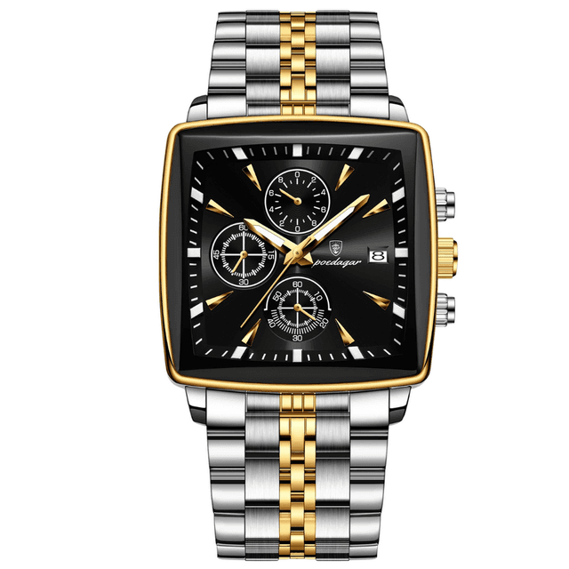 Poedagar 866 Men Luxury Stainless Steel Belt Watch - Black