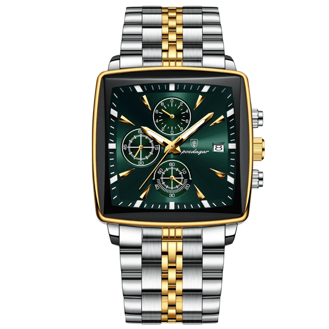 Poedagar 866 Men Luxury Stainless Steel Belt Watch - Green