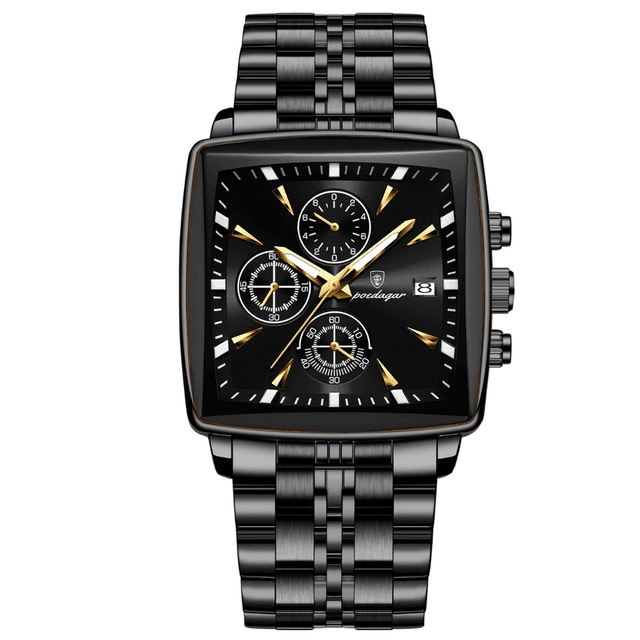 Poedagar 866 Men Luxury Stainless Steel Belt Watch - Full Black
