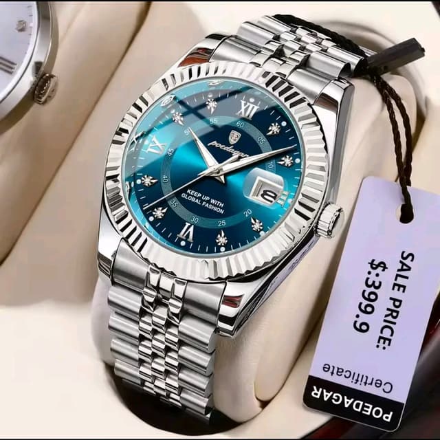 Poedagar 910 Luxury Style Men's Watch - Silver Blue