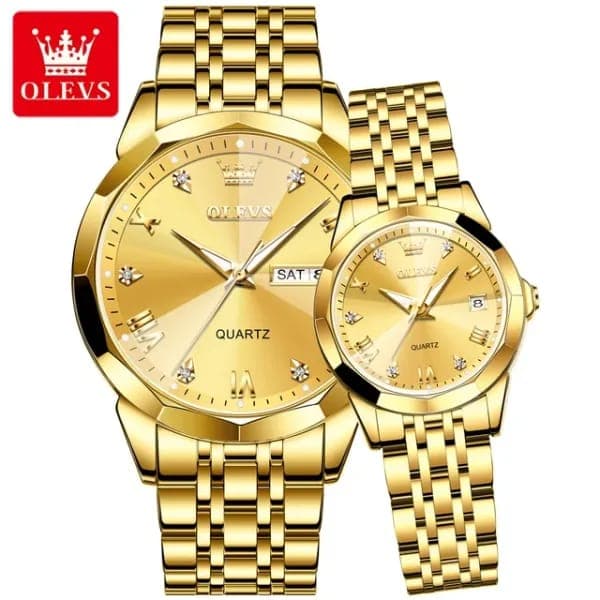 Olevs 9931 মডেলের ট্রেন্ডিং কাপল  ঘড়ি - ফুল গোল্ডেন কালার