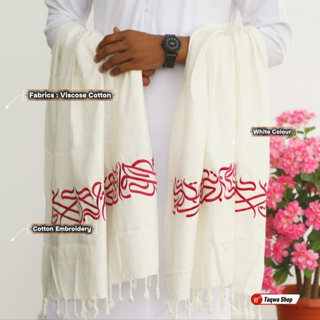 Calligraphy Shawls White Colour