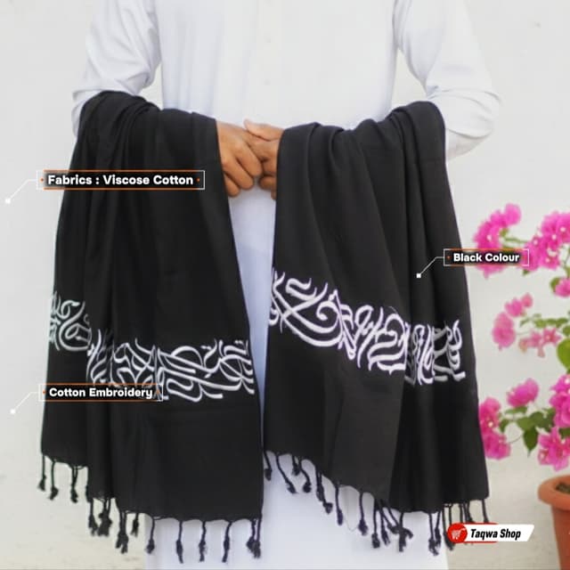 Calligraphy Shawls Black Colour