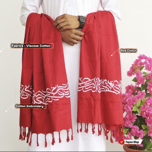 Calligraphy Shawls Red Colour