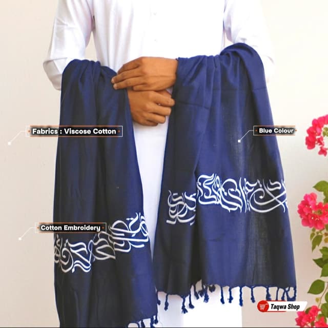 Calligraphy Shawls Blue Colour