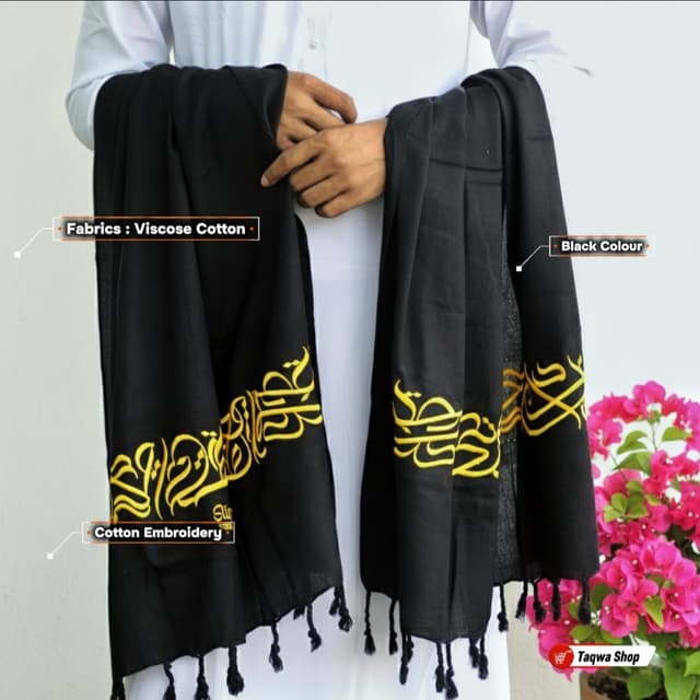 Calligraphy Shawls Black 2 Colour